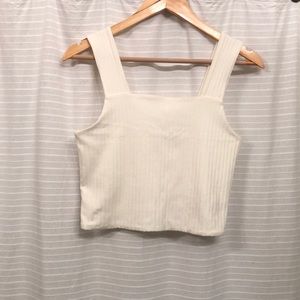 American Eagle White Ribbed Crop Top